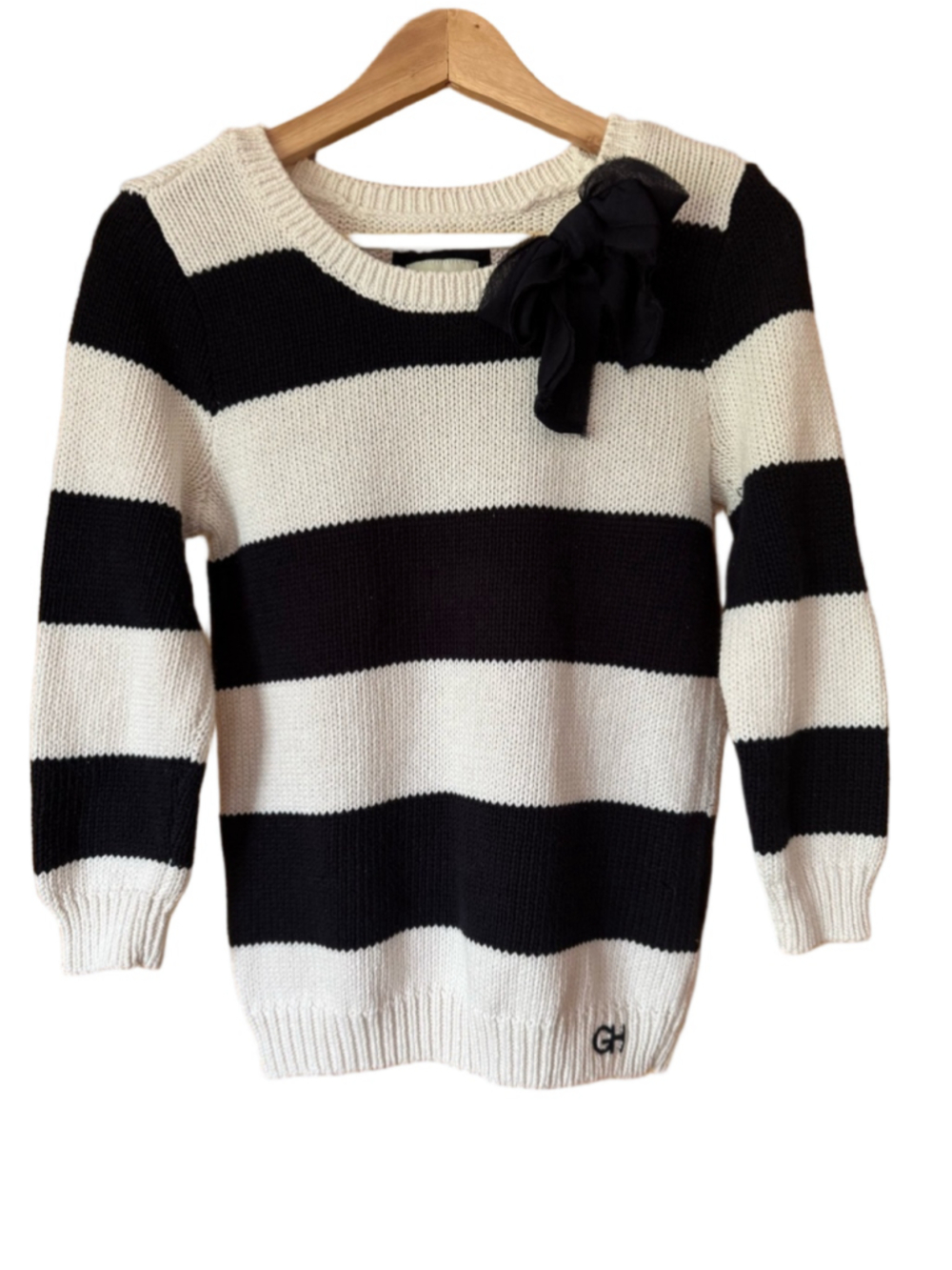 Vintage Gilly Hicks Y2K Striped Crewneck Sweater with Bow & Logo size large